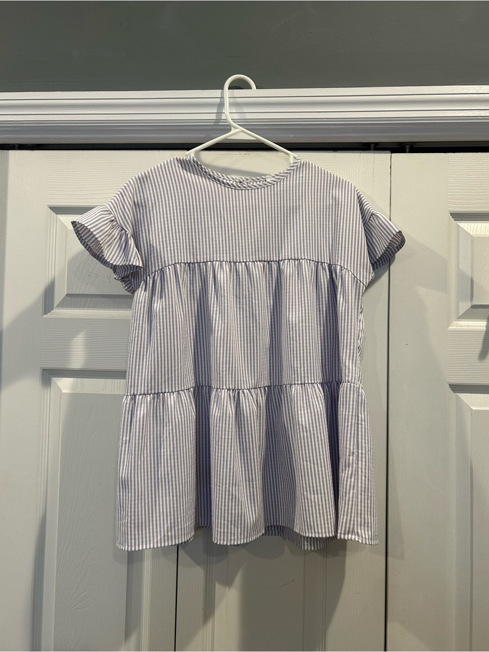 Women’s Purple & White Striped Tiered Dress